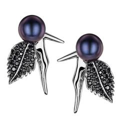 Shaun Leane Blackthorn Studs with Black Spinel and Freshwater Pearls