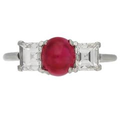 Cartier Paris Art Deco cabochon Burma ruby diamond ring 6