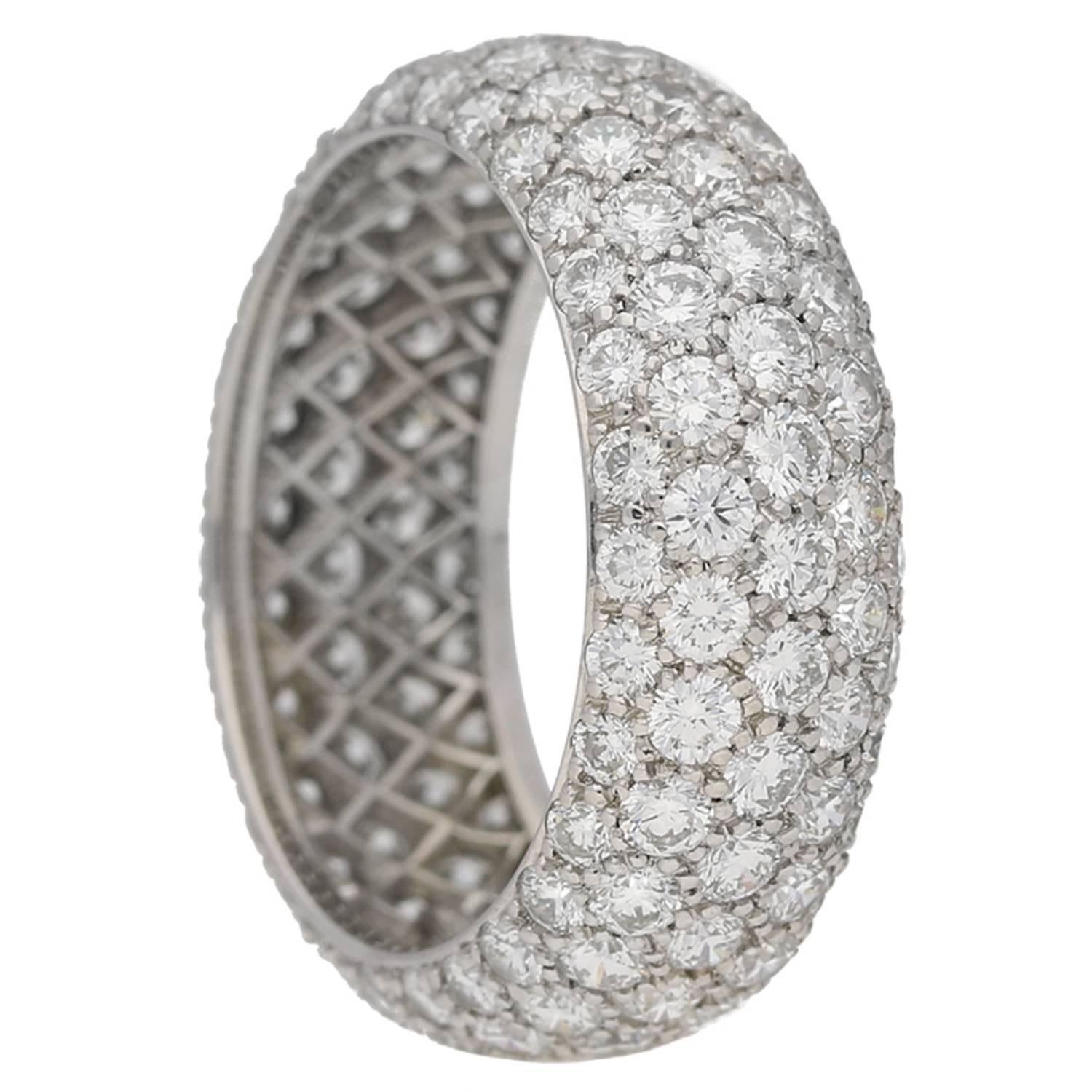 Tiffany & Co. Five row diamond Platinum band ring