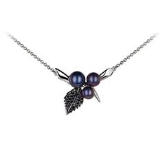 Shaun Leane Silver, Pearl and Black Spinel Leaf Blackthorn Cluster Necklace
