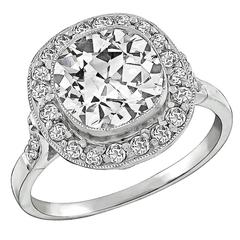 Art Deco 2.55 Carat Diamond Platinum Engagement Ring 6