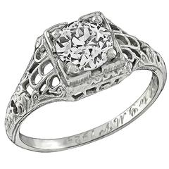 Antique Diamond Platinum Engagement Ring