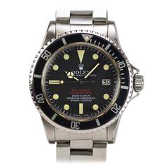 Retro Rolex Stainless Steel Double Red Sea-Dweller Wristwatch Ref 1665