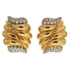 Diamond Gold Double Cornucopia Earrings 7