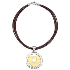 Bulgari ​Gold Steel "Tondo" Heart Pendant Necklace