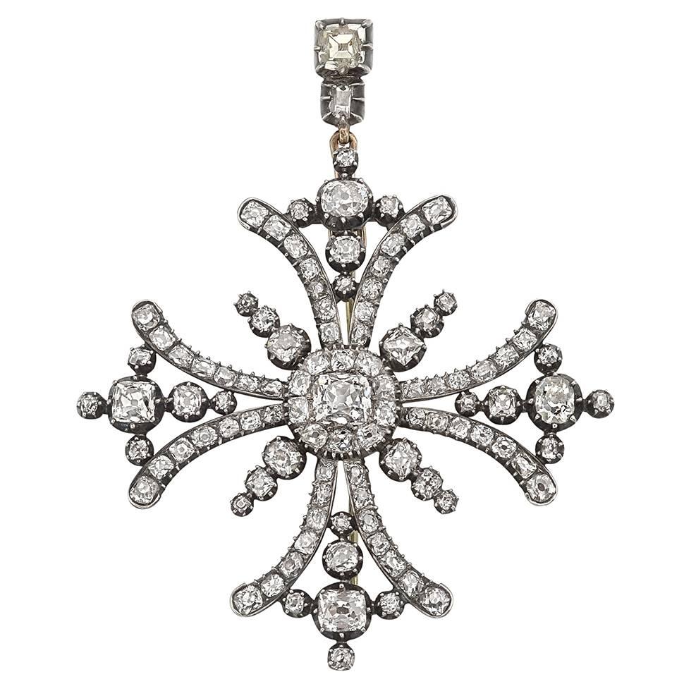 Antique Diamond Maltese Cross Pendant Brooch at 1stDibs | antique ...