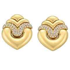 Bulgari Gold Diamond Heart Link Earclips