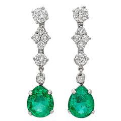​Emerald Diamond Pendant Earrings