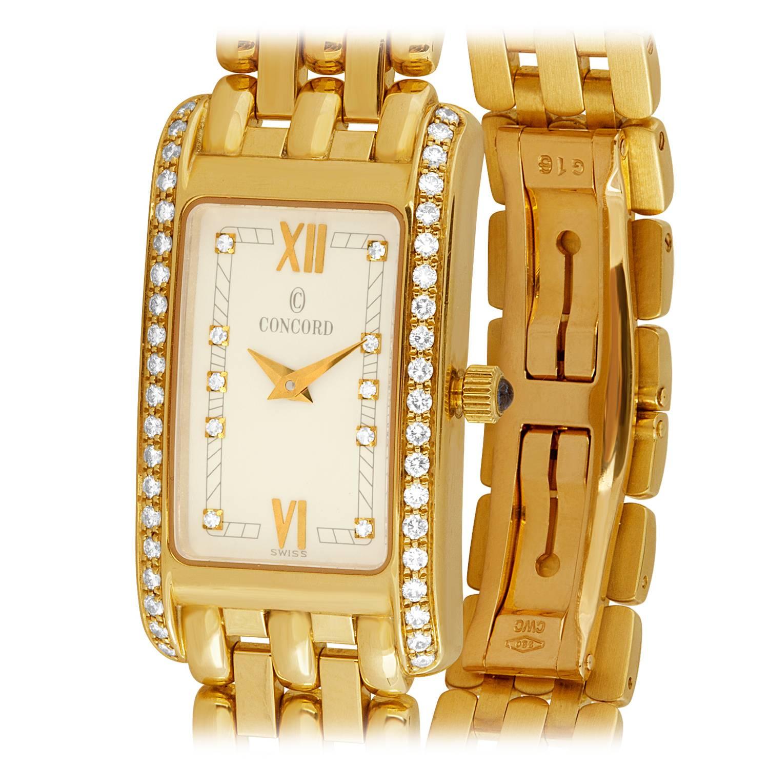 Concord Lady's Yellow Gold Diamond Veneto Quartz Wristwatch