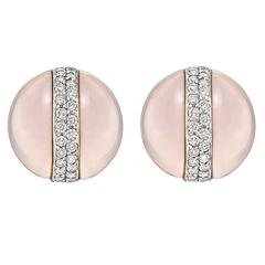 Verdura Rose Quartz Diamond "Dome" Earrings