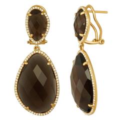Smoky Quartz Diamond And Gold Earrings 9
