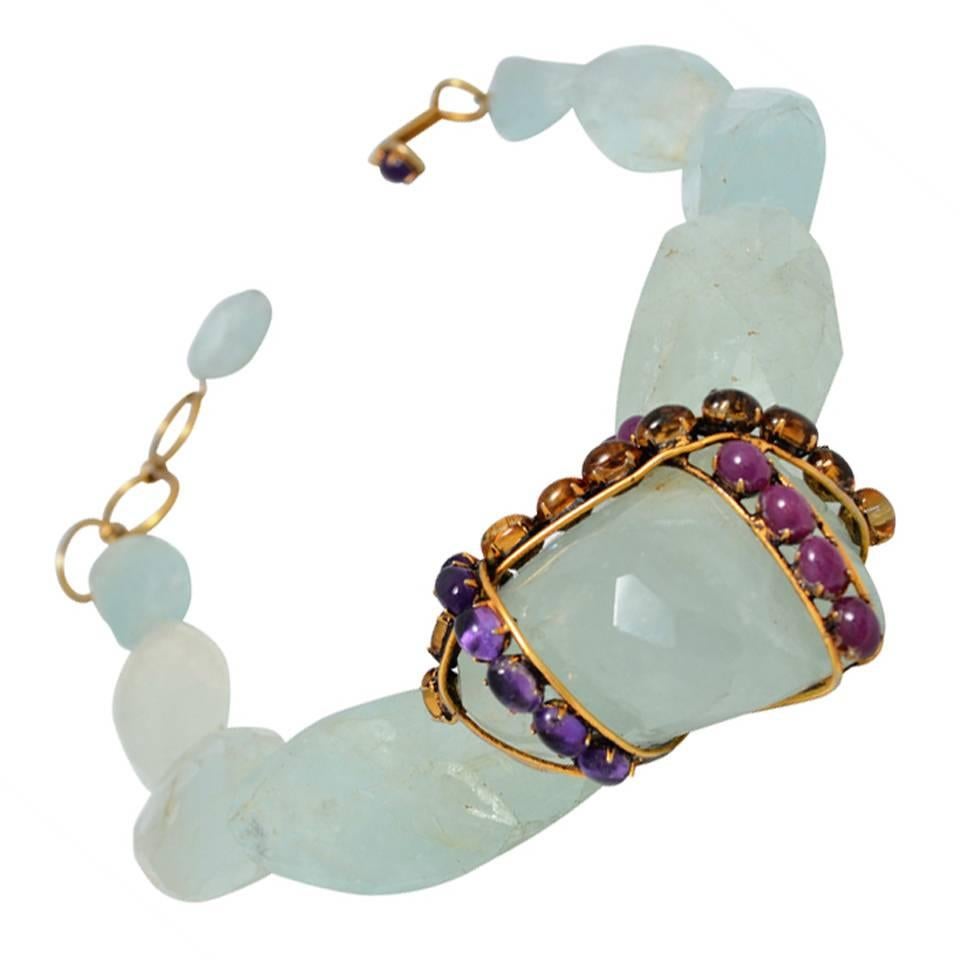 Iradj Moini Fluorite and Colored Gem Stone Statement Necklace