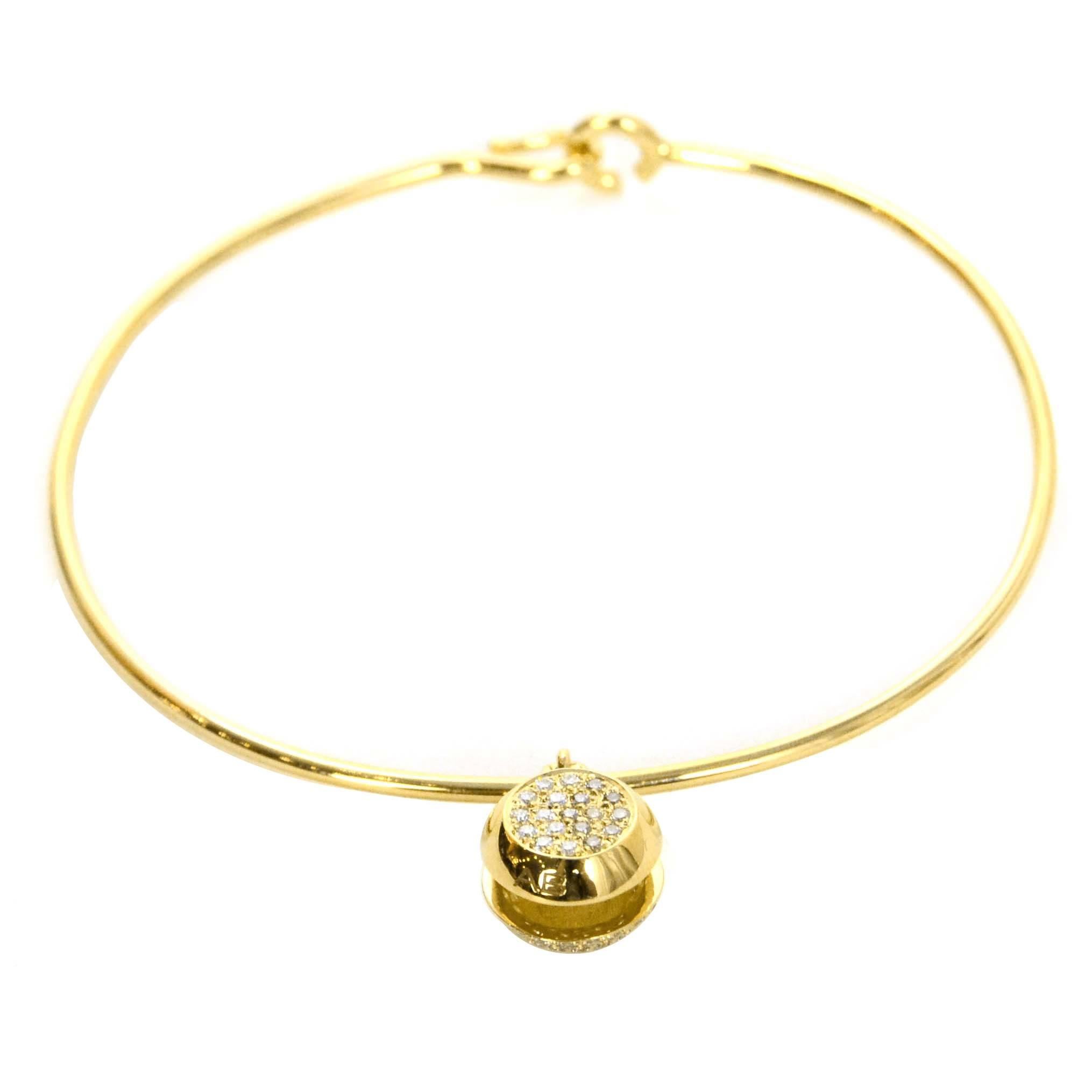 Aurelie Bidermann Diamond Gold Bell Bangle Bracelet RT. $4, 200