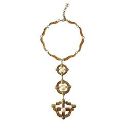 Huge Documented 2007 Chanel Gold Cross Gripoix Necklace 11