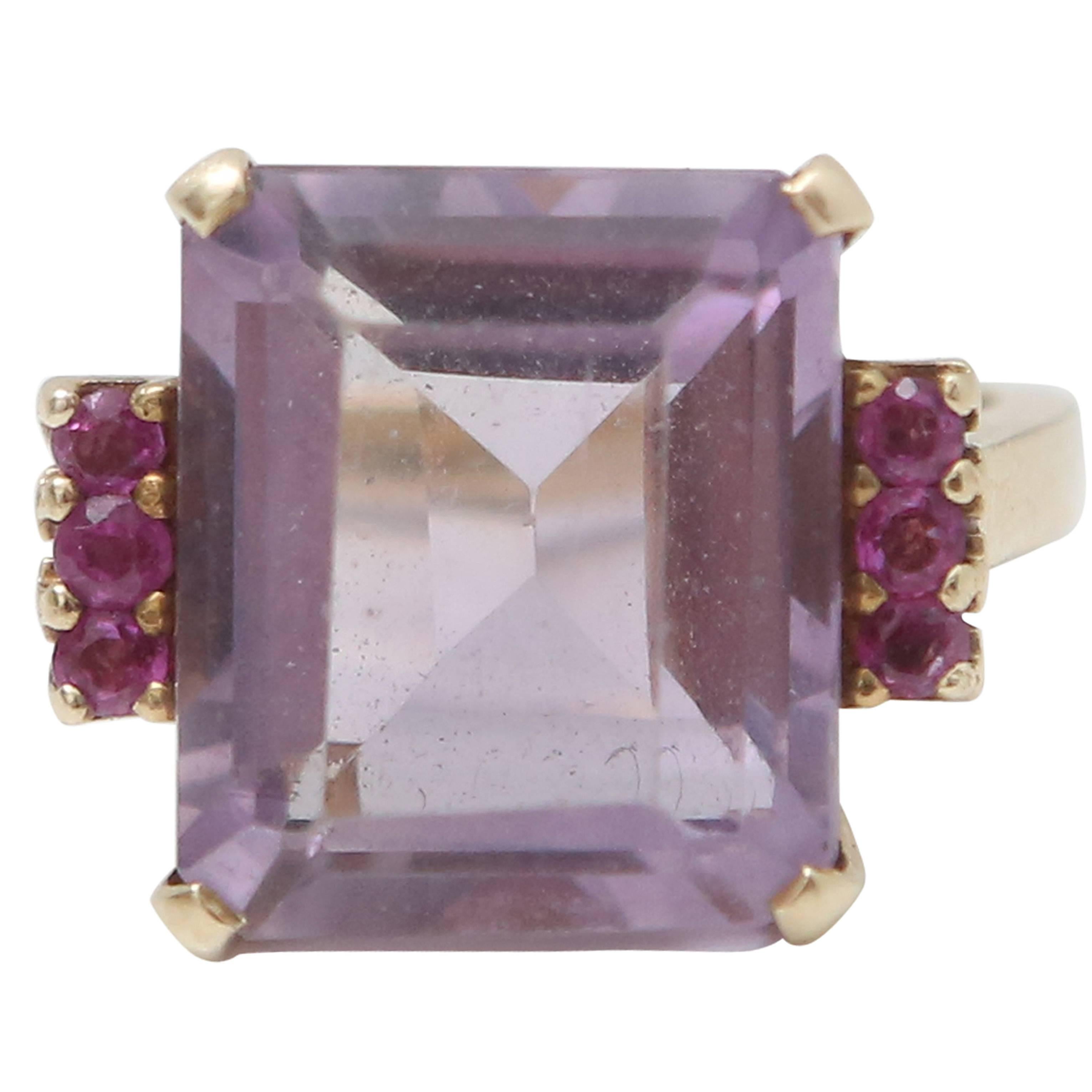 Amethyst/Ruby 14K Gold Cocktail Ring