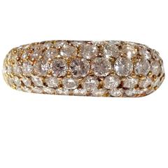 Vintage Rare Kurt Wayne 14kt Yellow Gold Diamond Cluster Dome Ring 