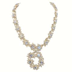  Kenneth Jay Lane Floral Golden Crystal Necklace