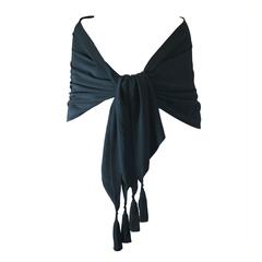 Vintage Black Silk Crepe Tassel Stole