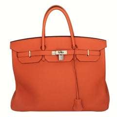 Hermes Orange Clemence 40cm Birkin - SHW- Circa 2009