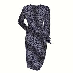 Lanvin Hiver Pre-Fall 2010 Long Sleeved Leopard Print Cocktail Dress New 40