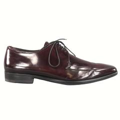 PRADA Size 8 Burgundy Patent Leather Pointed Square Toe Lace Up 6