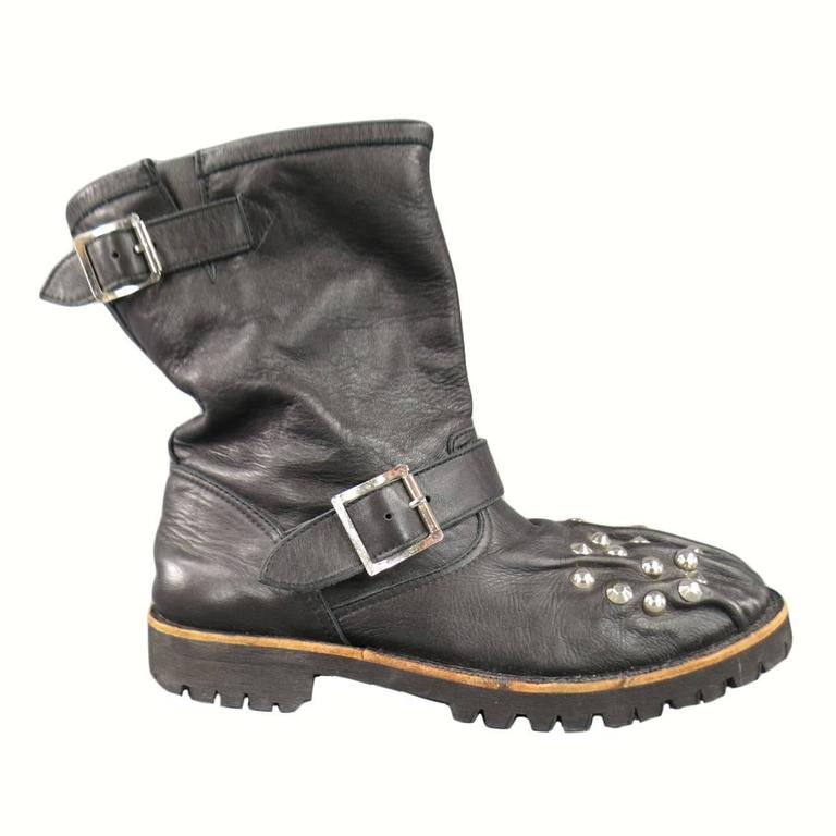 tao comme des garcons エンジニアブーツ COMME des GARCONS Toa Size 9 Black Leather Wrinkle Studded