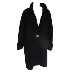 chanel blue wool coat with signature coco buttons 6