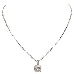 David Yurman Petite Albion Morganite & Diamond Pendant Necklace 