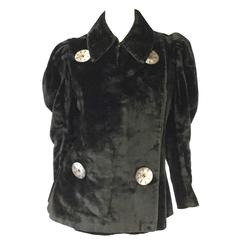 Antique Victorian Velvet Coat with Large Mother of Pearl Buttons