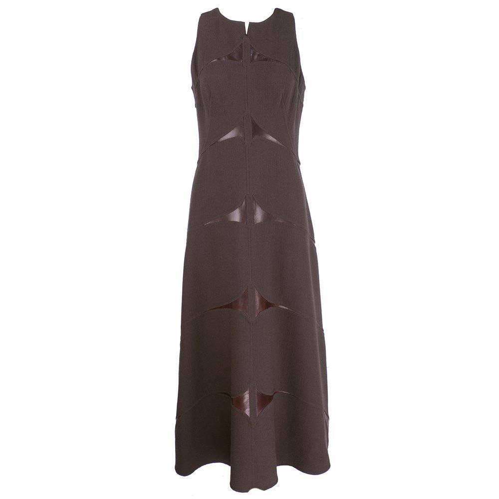 Chado Ralph Rucci  Brown Lightweight Wool Gown For Sale