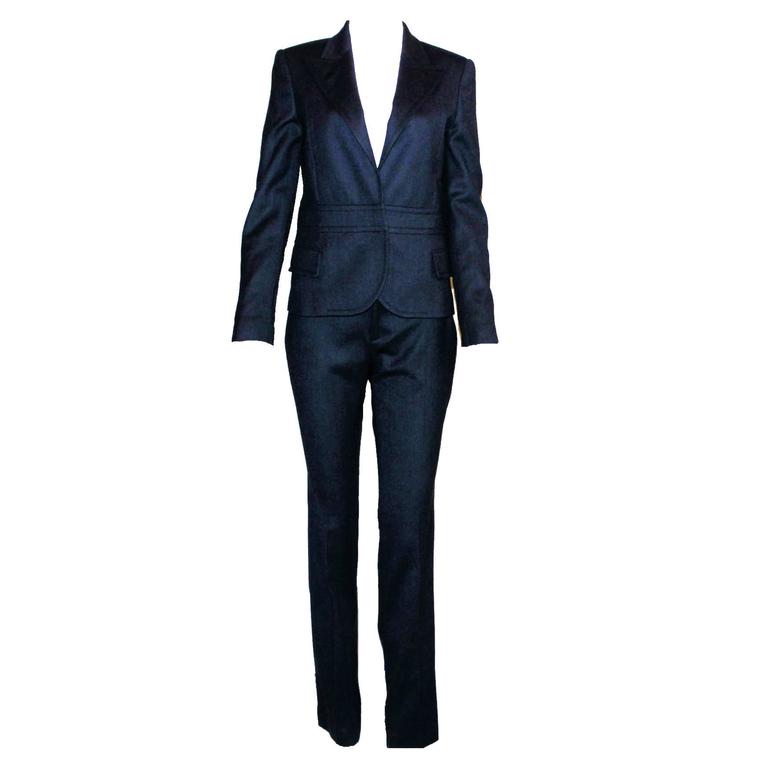 Gucci by Tom Ford Tailored Pant Suit with Leather Detail FW