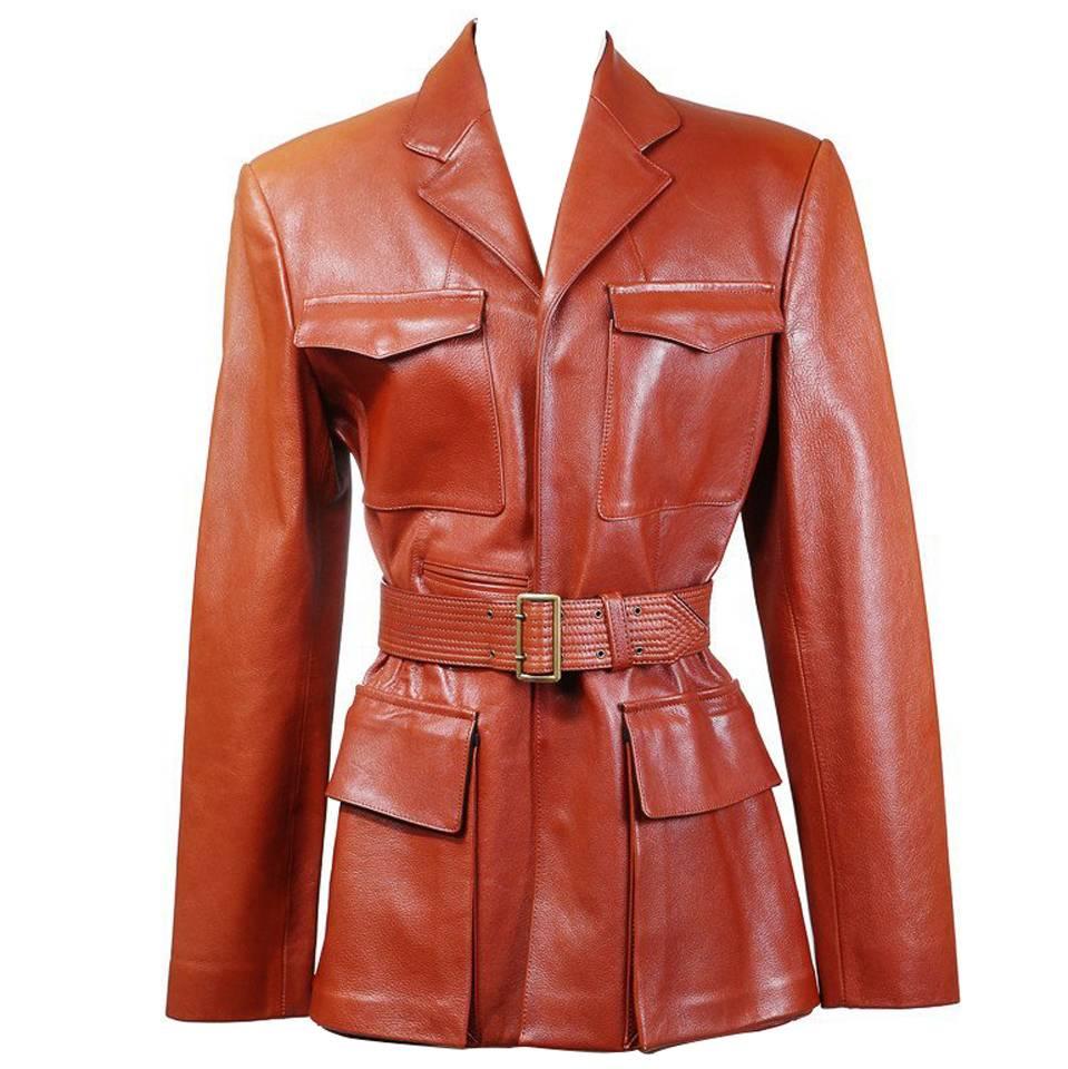 Jean Paul Gaultier Leather Military Jacket circa 1980s