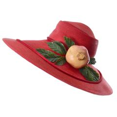 Bes Ben Chicago Vintage Hat Wide Brim Orange Pomegranate 