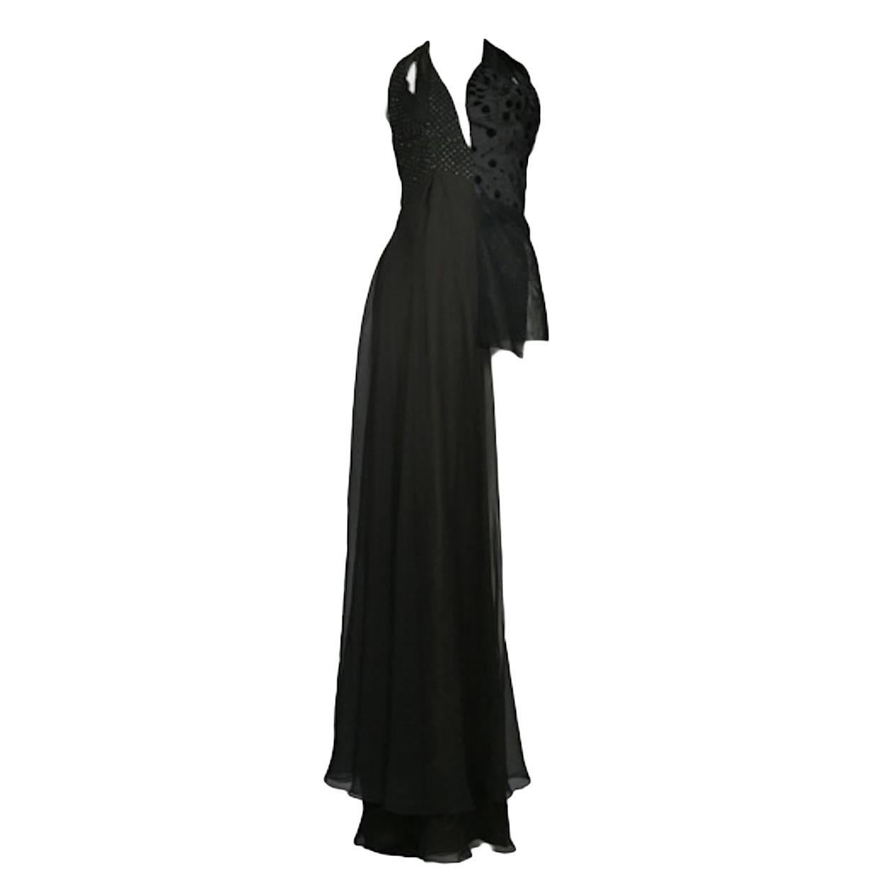 Margiela Black Asymmetrical Evening Gown For Sale