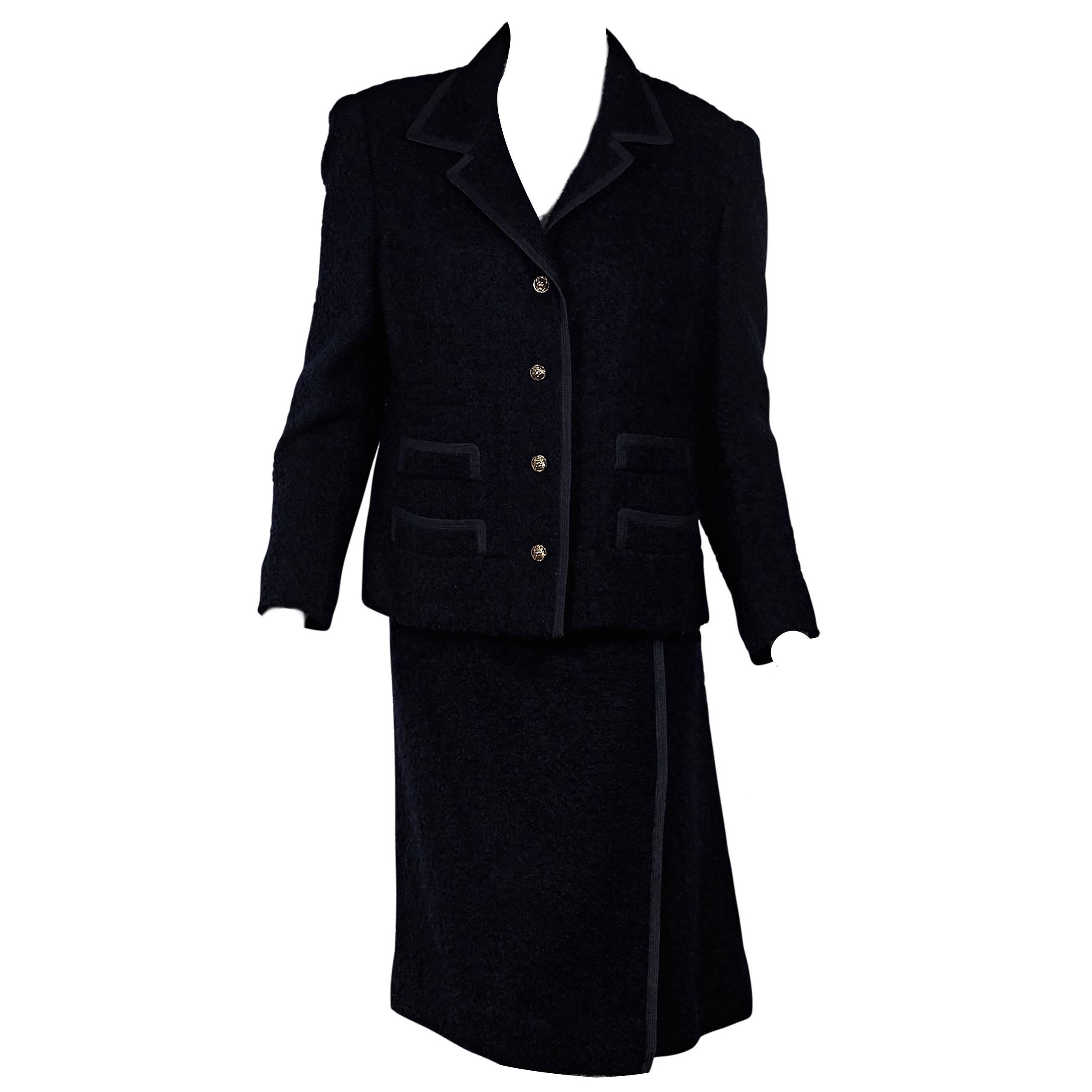 Navy Chanel Marled Wool Suit Set