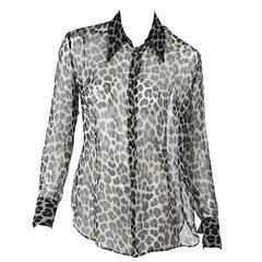 Grey Dolce & Gabbana Sheer Printed Blouse