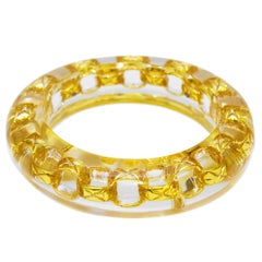 Vintage 1990 Lucite Bangle With Gold Chain Link Detail