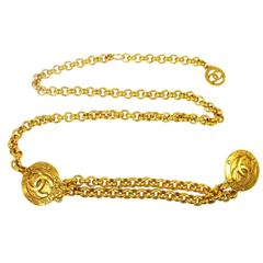 Chanel Vintage Gold Chanel Paris Coin Charm Link Waist Belt