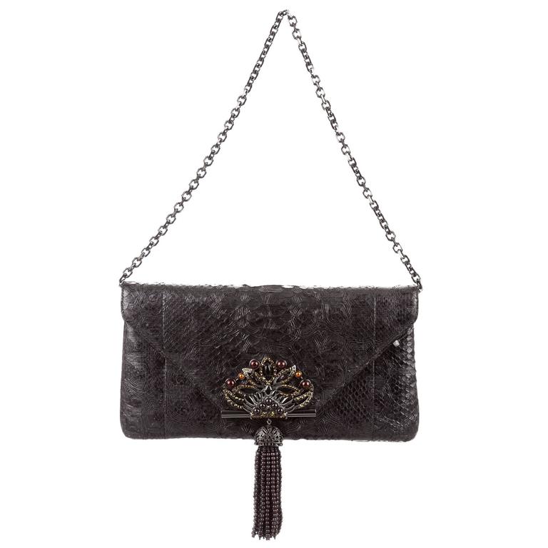 Judith Leiber NEW Snake Beaded Evening Chain 2 in 1 Clutch Shoulder Bag ...