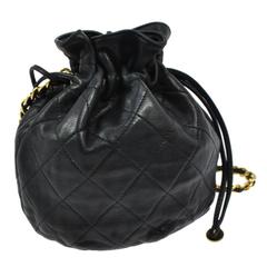 Chanel Vintage Lambskin Drawstring Party Puffy Evening Crossbody Shoulder Bag