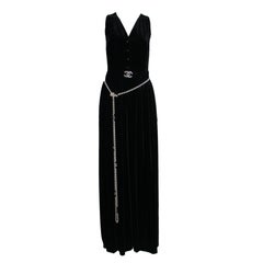 Vintage Chanel Black Velvet Jumpsuit Overall CC Buttons as seen on Celine Dion 