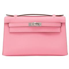 Hermes Rose Confetti Epsom Kelly Pochette Cut Clutch Pink Bag Love 1