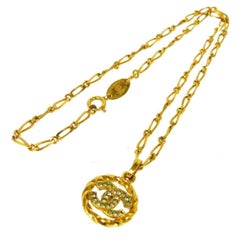 Chanel Vintage Gold Textured Rope Link Charm Evening Drop Drape Necklace