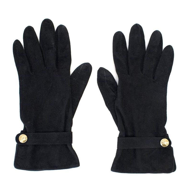 Chanel Ladies Black Suede Gloves For Sale at 1stDibs