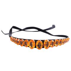 Chanel Signed Citrine and Satin Tie Necklace or Belt 4