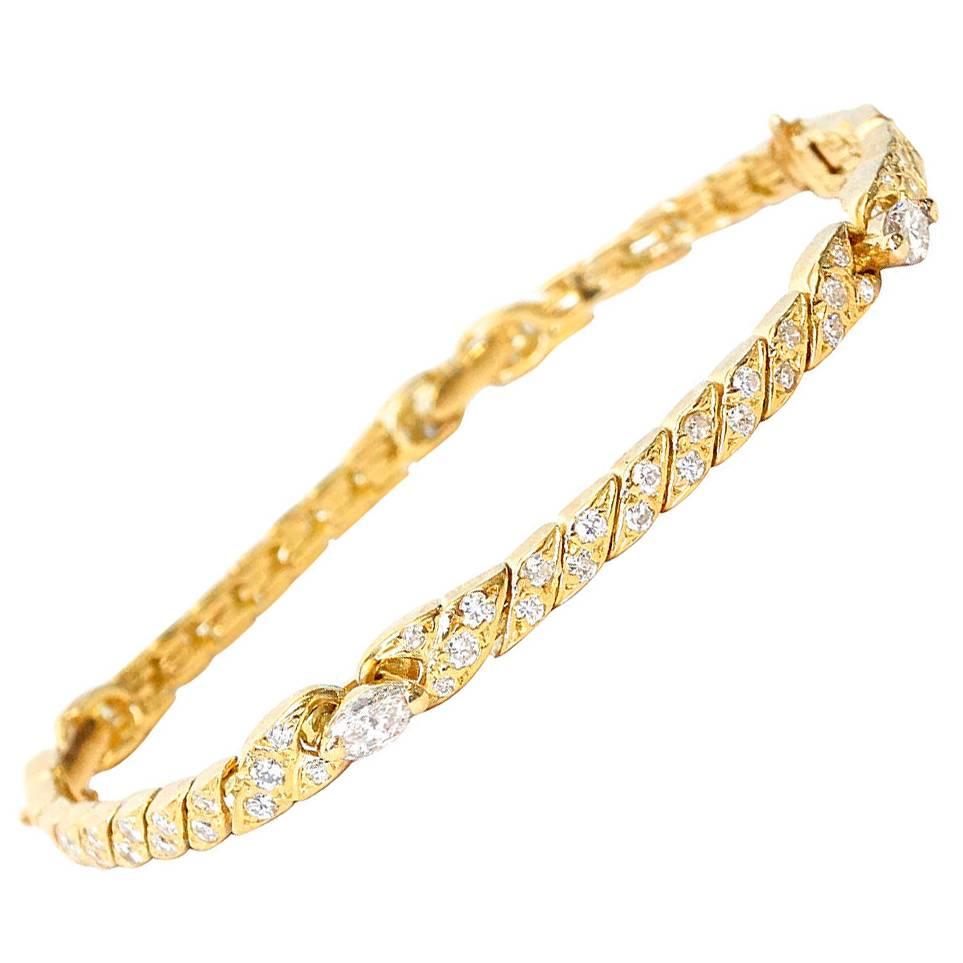 Van Cleef & Arpels Marquise Diamond Gold Bracelet