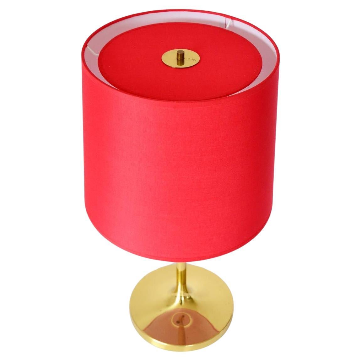 Kalmar Brass Red Tulip Stand Desk Lamp 1960s 2 bulbs