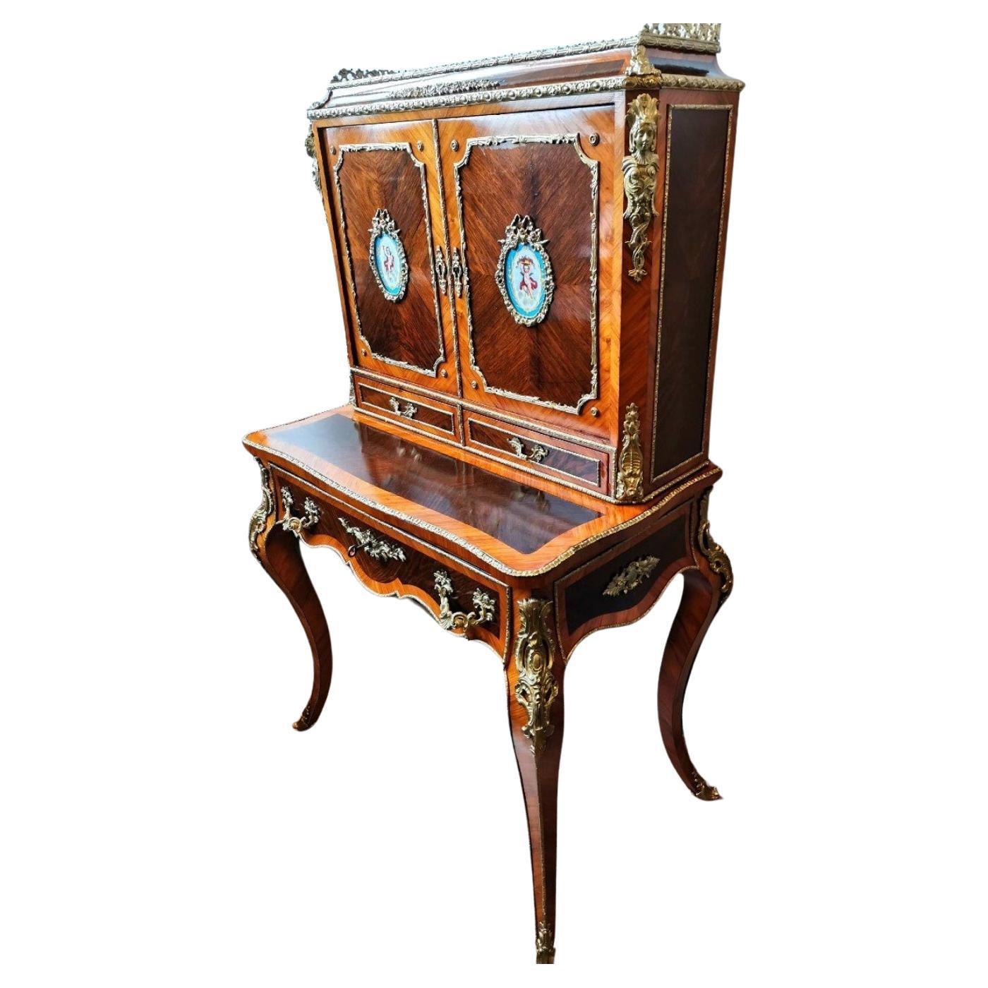 Bonheur Du Jour Desk Napoleon III Period 19th Century Wood Hand Crafted For Sale