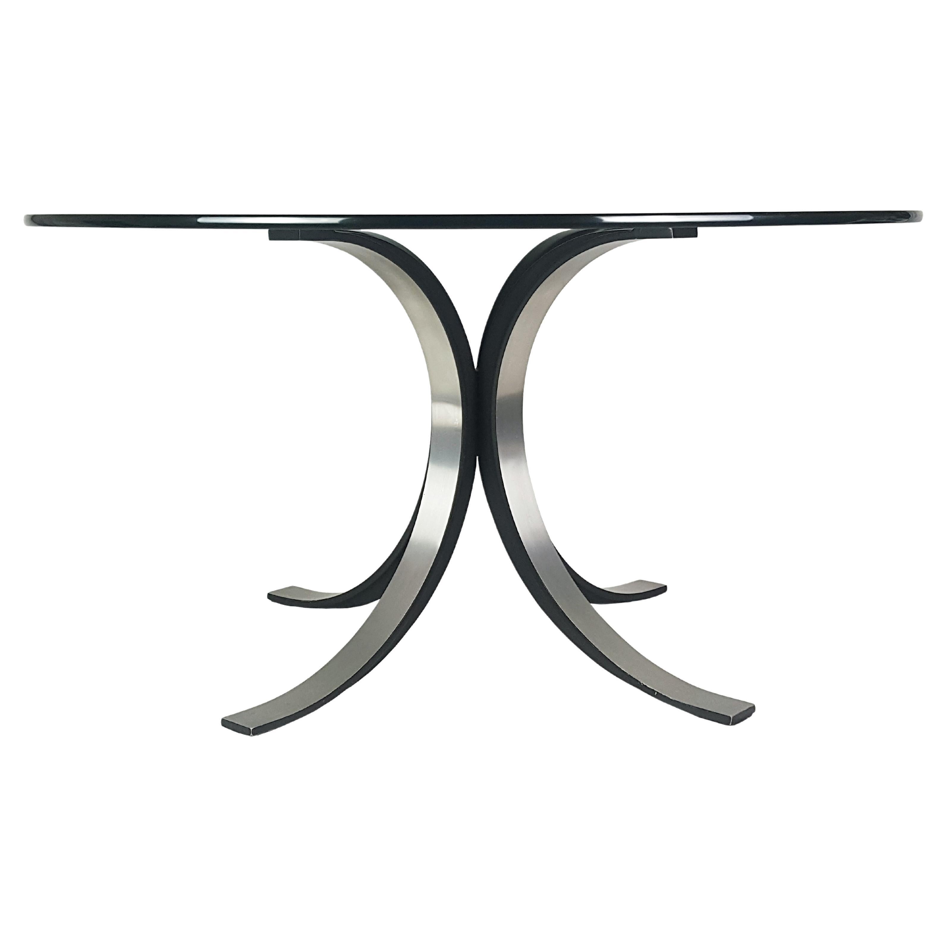 Round Smoked Glass 1960s Table Top for Mod. T69 by Gerli Borsani for Tecno