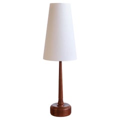 Tall Stilarmatur Tranås Table Lamp in Teak Wood with Cone Shade, Sweden, 1960s